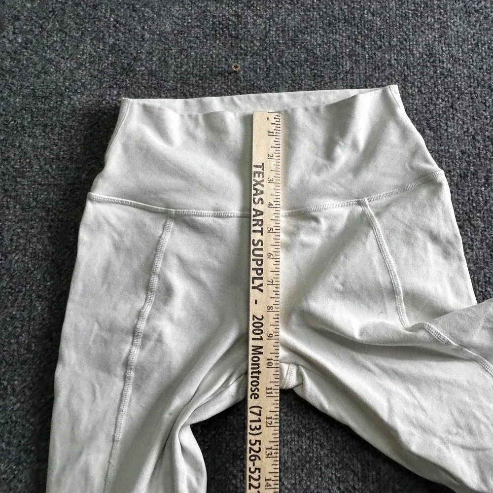Alo Leggings Womens Size S Light Grey Moto High Waisted Ribbed Panel Athletic